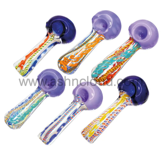 5 In - Implosion Colors Fancy Handle Hand Pipe Spoon