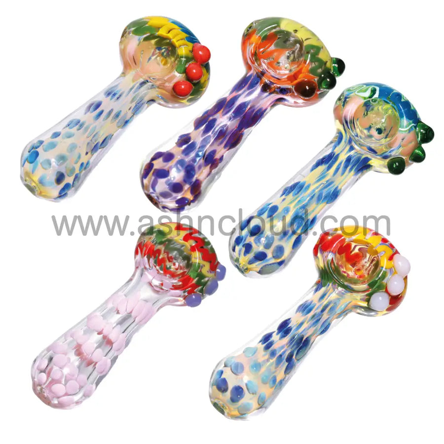 5 Inch Heavy Glass Spoon Pipe, Marble and Dot Design