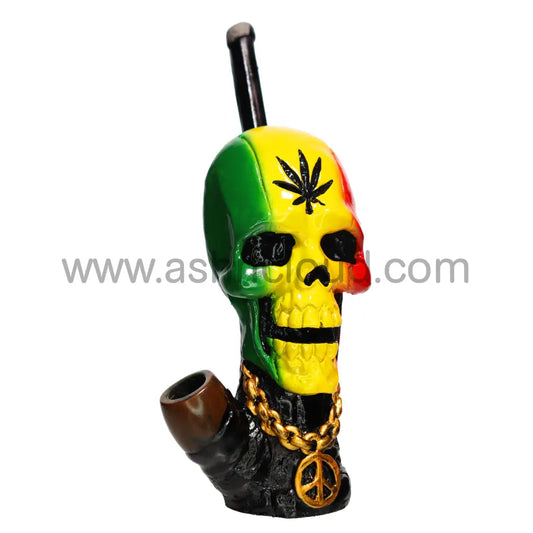 5 In - Marihuana Skull Bamboo Bong