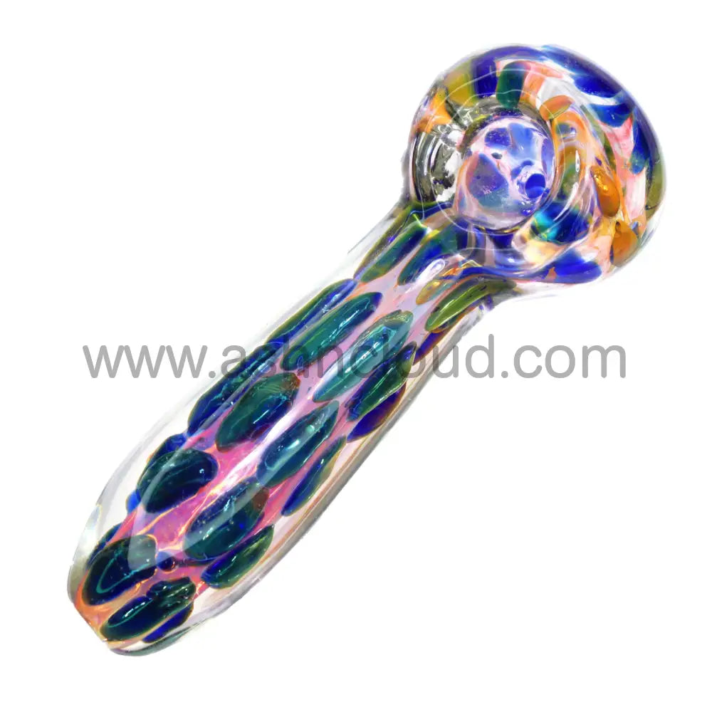 5 In - Multicolor Doted Implosion Glass Spoon Hand Pipe Fancy