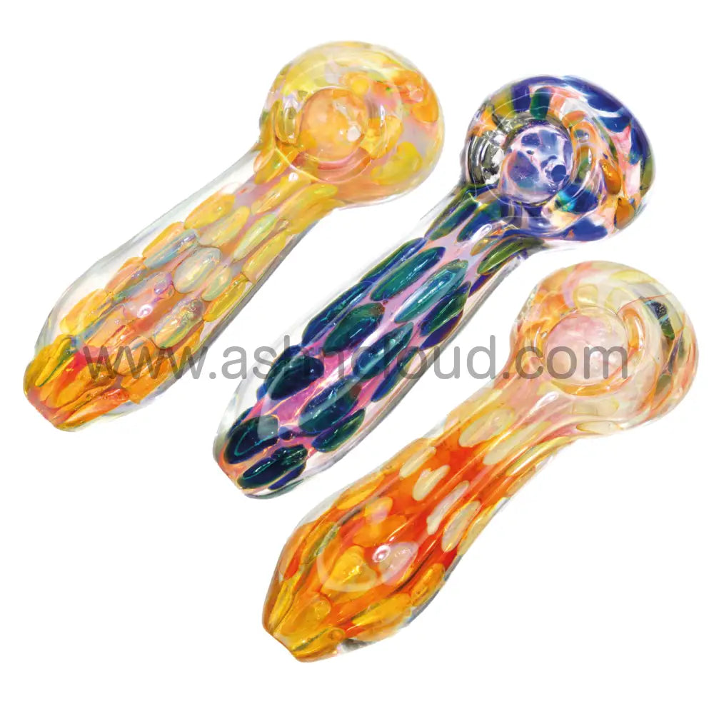 5 In - Multicolor Doted Implosion Glass Spoon Hand Pipe Fancy