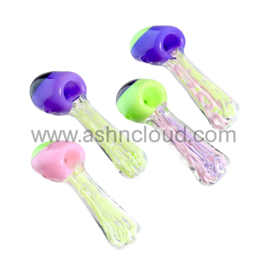 5 In - Multicolor Showerhead Implosion Colors Hand Pipe Spoon