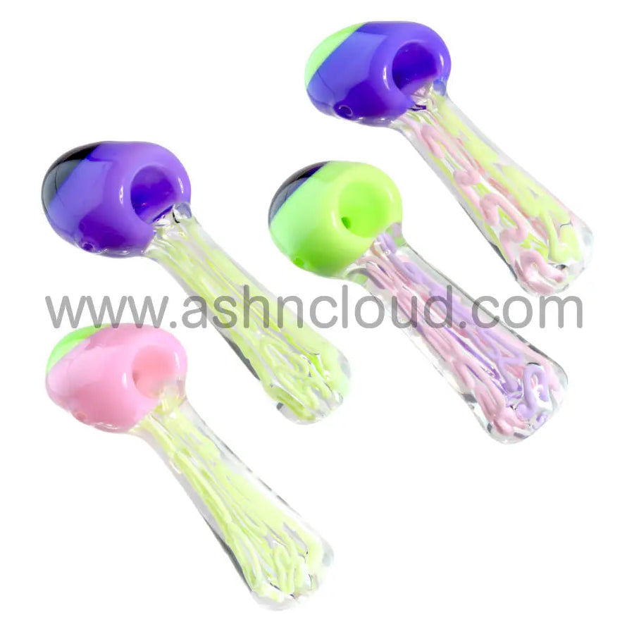 5 Inch Slime Color Glass Spoon Pipe, Neon Drip