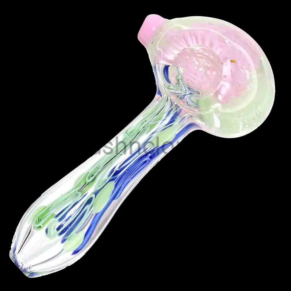 5 in - Multicolor Slime Clear Body Glass Hand Pipe Spoon