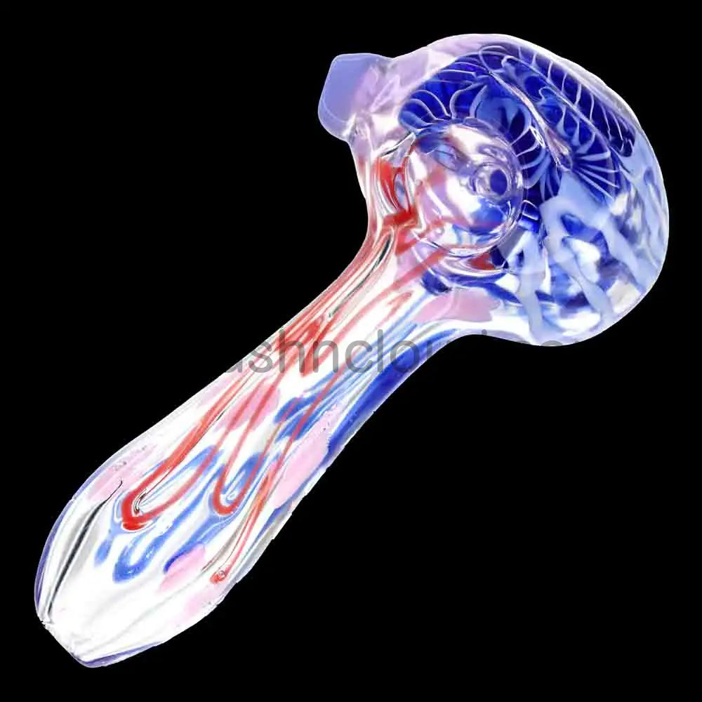 5 in - Multicolor Slime Clear Body Glass Hand Pipe Spoon
