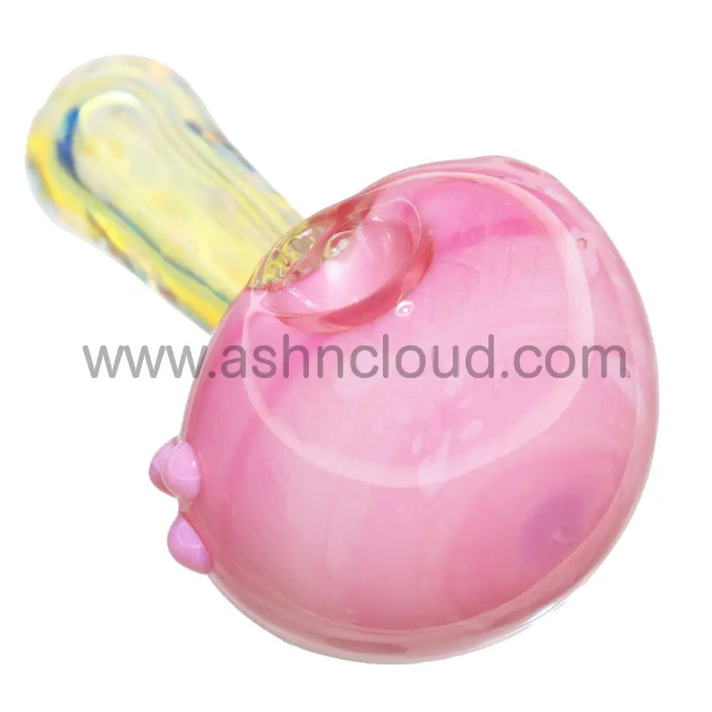 5 In - Pink Fumed Dots Big Head Mushroom Glass Hand Pipe