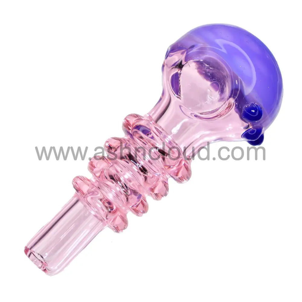 5 In - Pink Glass Colored Head Hand Pipe Spoon