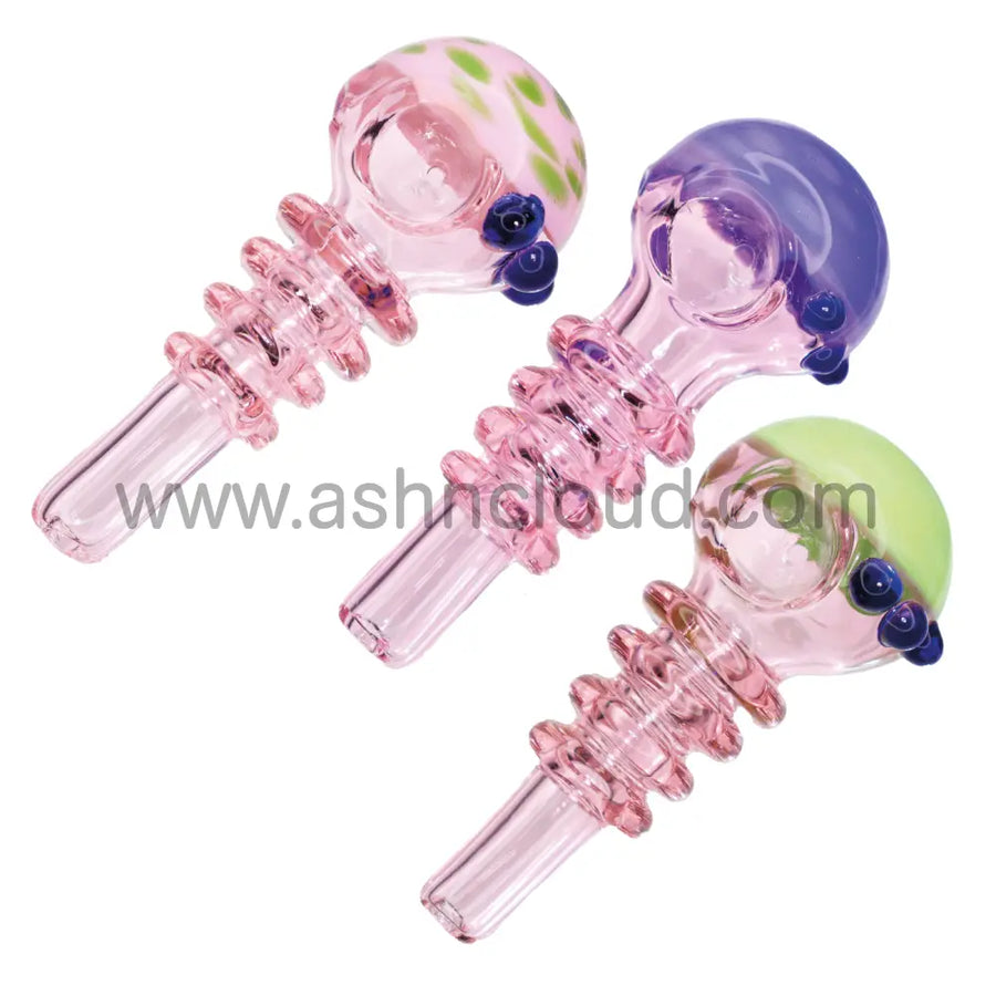 4.5 Inch Ribbed Neck Glass Spoon Pipe, Pastel Head