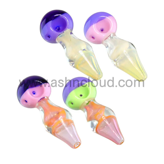 5 In - Pink Handle Hand Pipe Glass Spoon