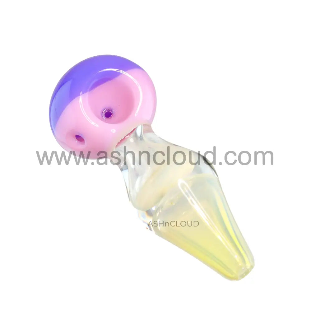 5 In - Pink Handle Hand Pipe Glass Spoon