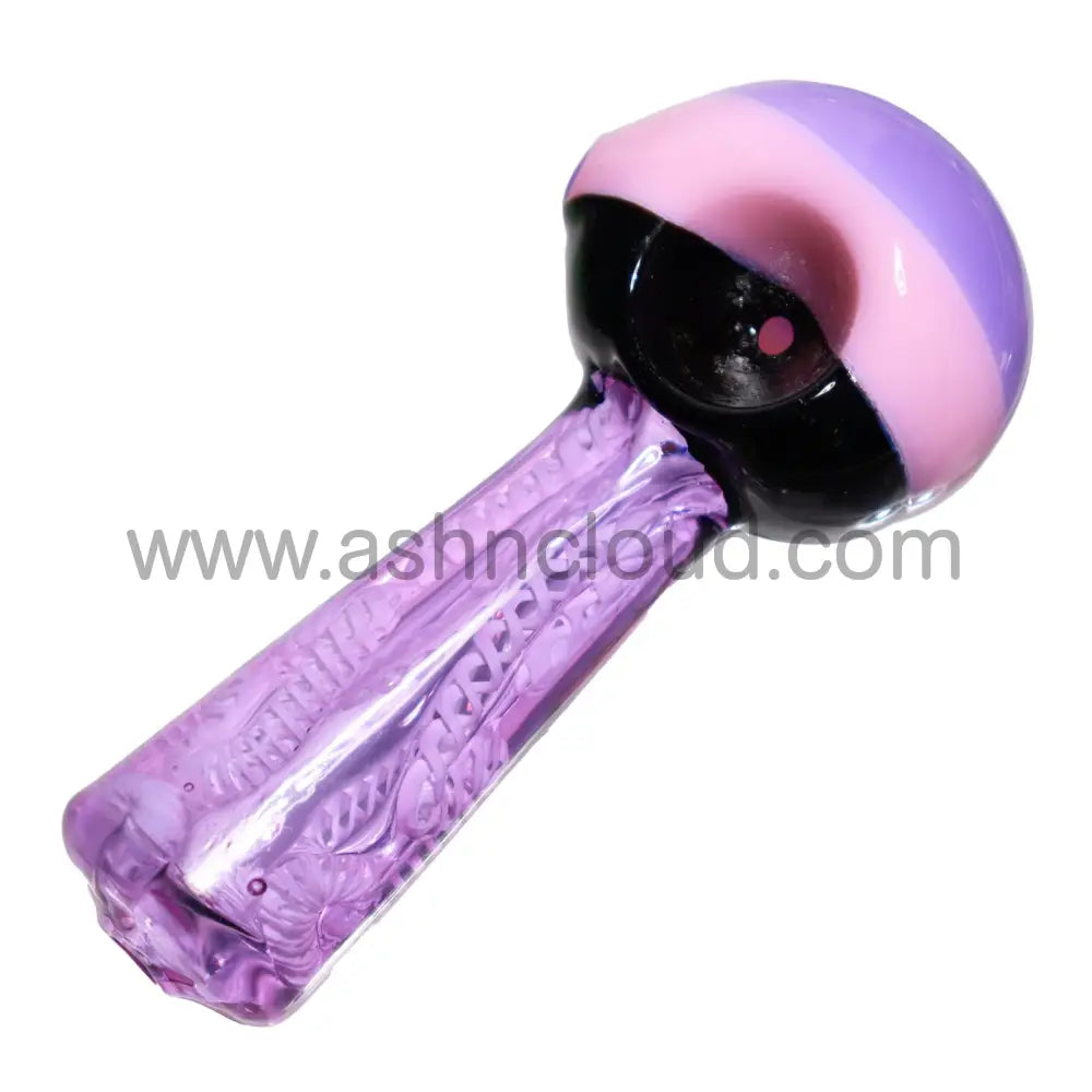 5 In - Pink Implosion Tails Multicolor Head Hand Pipe Spoon