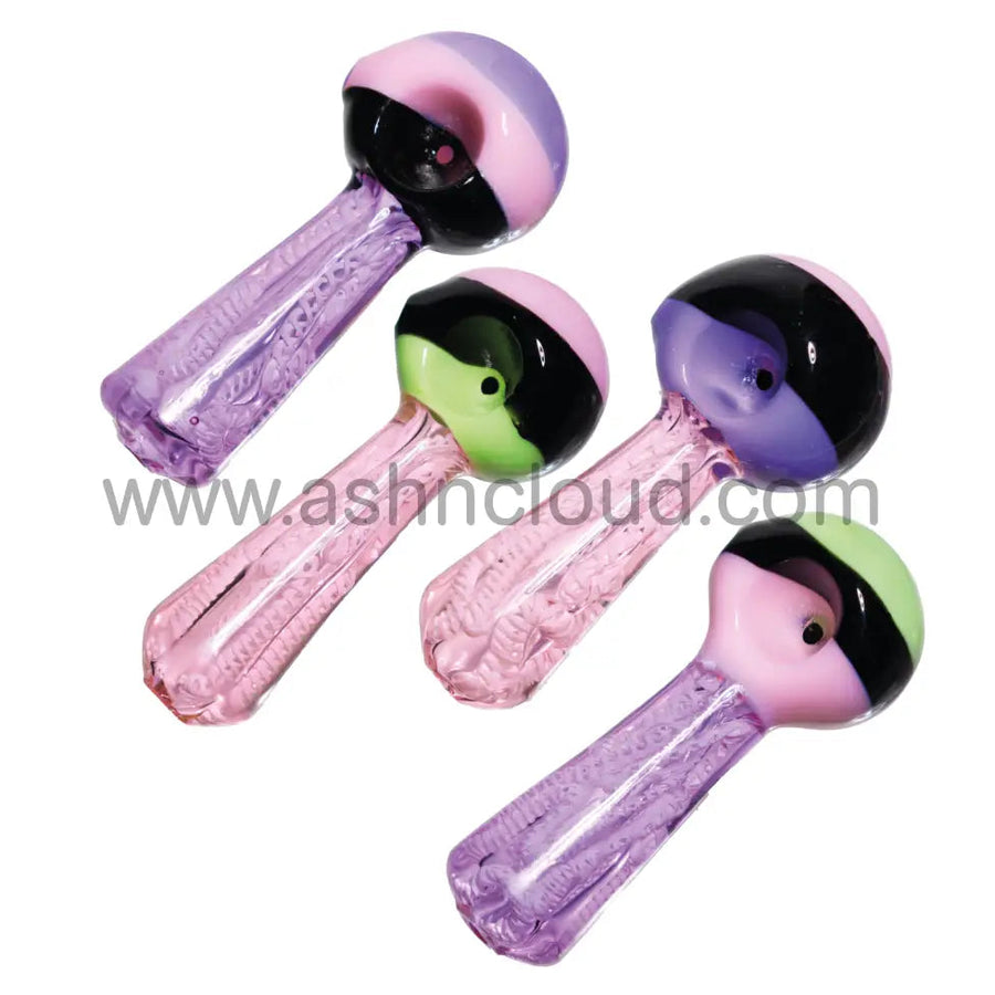 5 Inch Slime Color Glass Spoon Pipe, Worked Handle