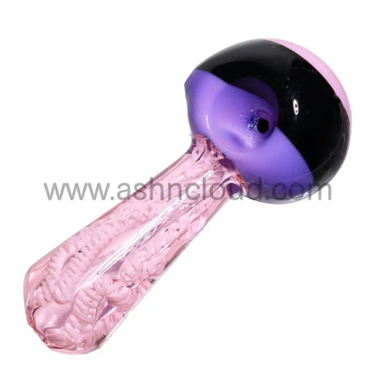 5 In - Pink Implosion Tails Multicolor Head Hand Pipe Spoon