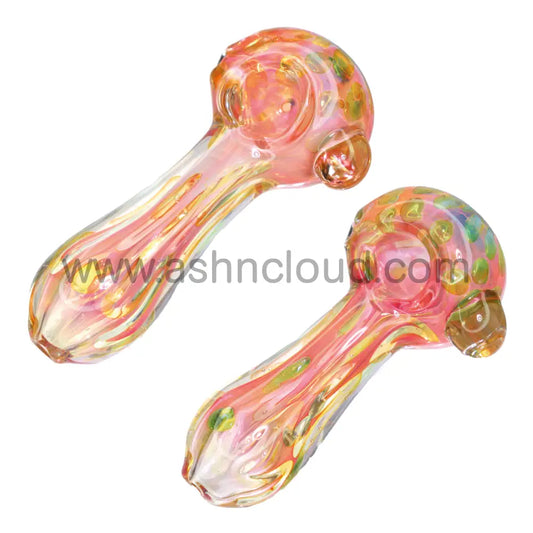 5 In - Pinky Curvy Hand Pipe Dots Yellow Implosion