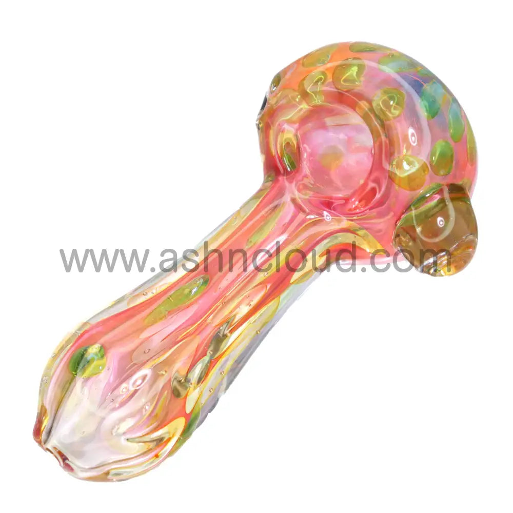 5 In - Pinky Curvy Hand Pipe Dots Yellow Implosion