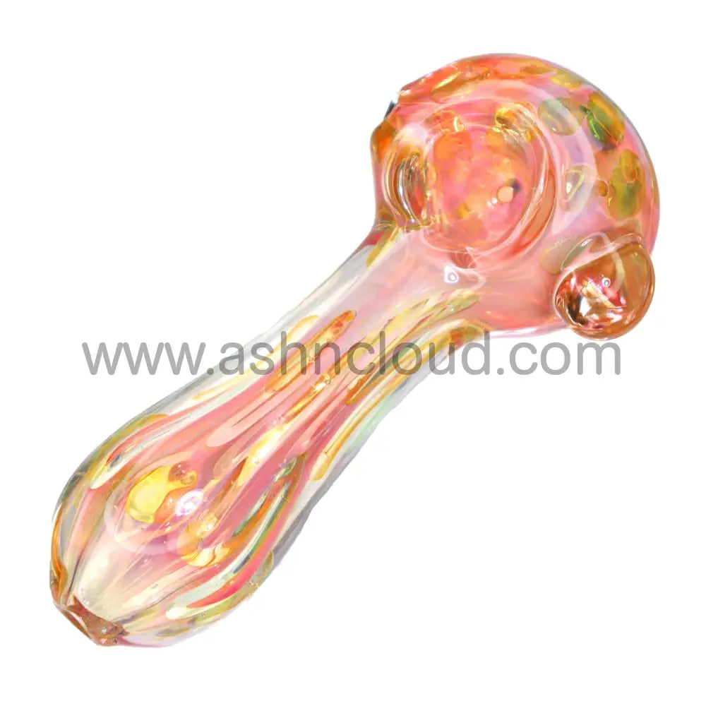 5 In - Pinky Curvy Hand Pipe Dots Yellow Implosion