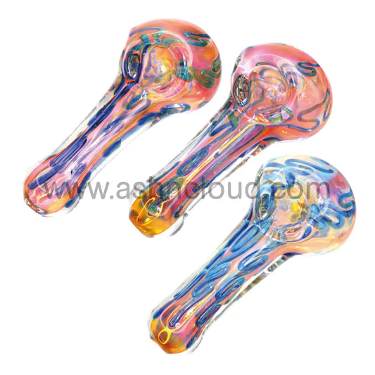 5 In - Pinky Swirl Blue Implosion Hand Pipe Spoon