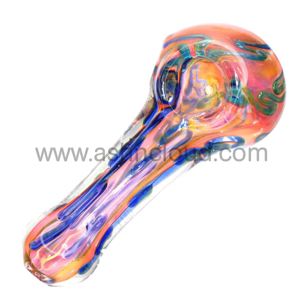 5 In - Pinky Swirl Blue Implosion Hand Pipe Spoon
