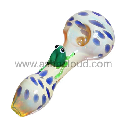 5 In - Polka Dots Body & Little Frog Hand Pipe Spoon