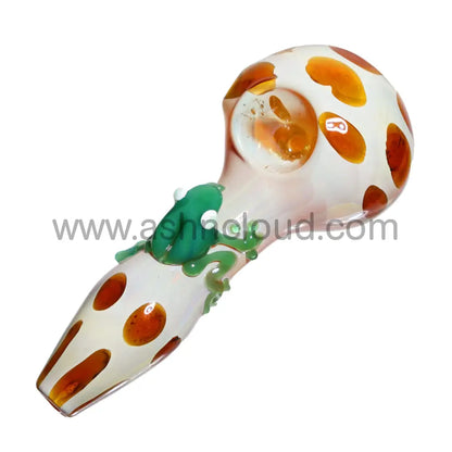 5 In - Polka Dots Body & Little Frog Hand Pipe Spoon