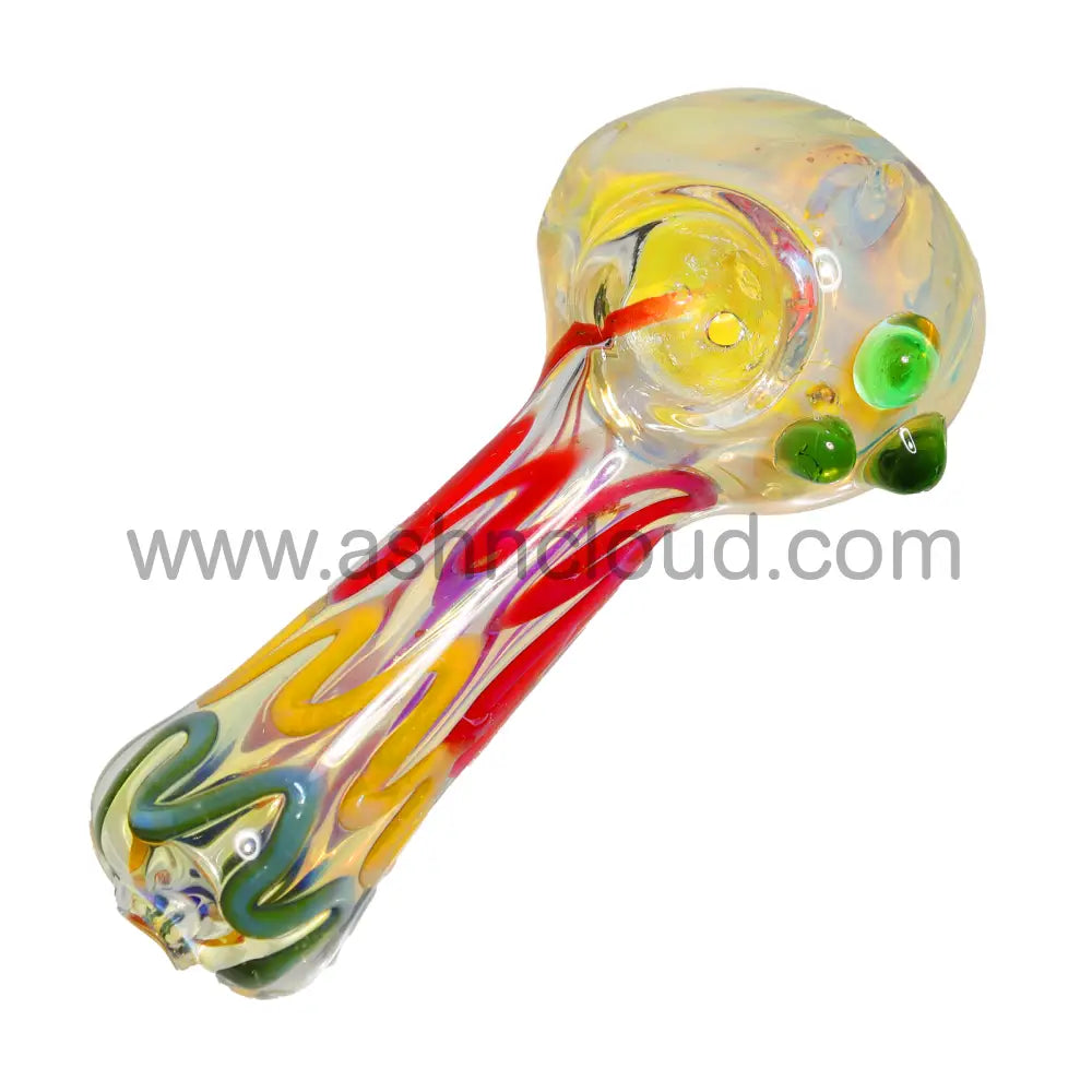 5 In - Rasta Swirl Head Drops Spoon Hand Pipe