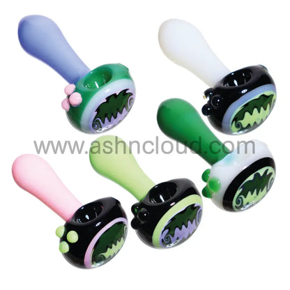 5 In - Reverse Head Colored Handle Hand Pipe Spoon