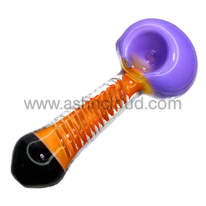 5 In - Slim Hand Pipe Spoon Orange Body Multicolor Handle And Head