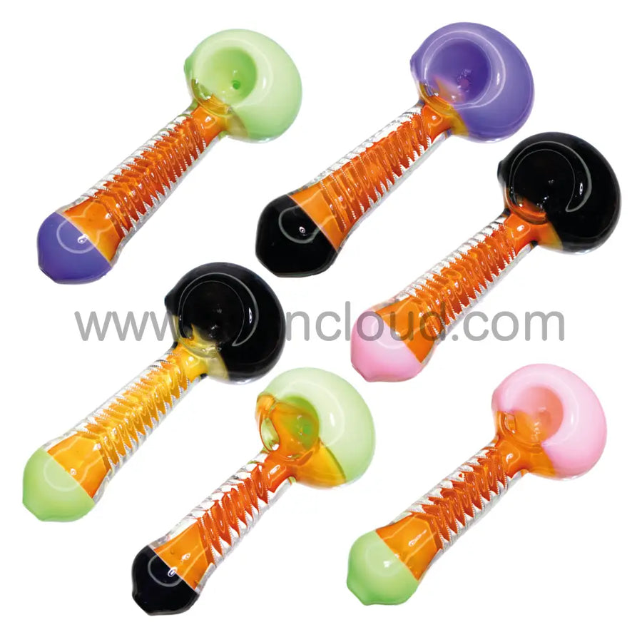 5 Inch Slim Orange Glass Spoon Pipe, Multicolor