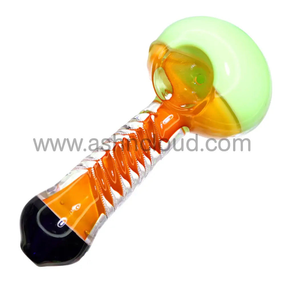 5 In - Slim Hand Pipe Spoon Orange Body Multicolor Handle And Head