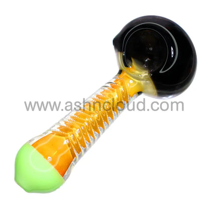 5 In - Slim Hand Pipe Spoon Orange Body Multicolor Handle And Head