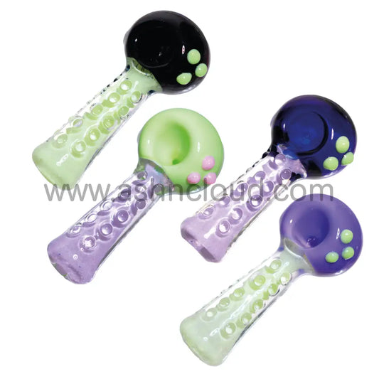 5 In - Slime Colors Head Doted Fancy Glass Hand Pipe Spoon