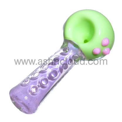 5 In - Slime Colors Head Doted Fancy Glass Hand Pipe Spoon