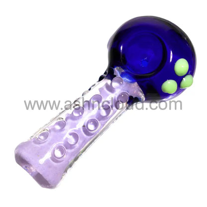 5 In - Slime Colors Head Doted Fancy Glass Hand Pipe Spoon