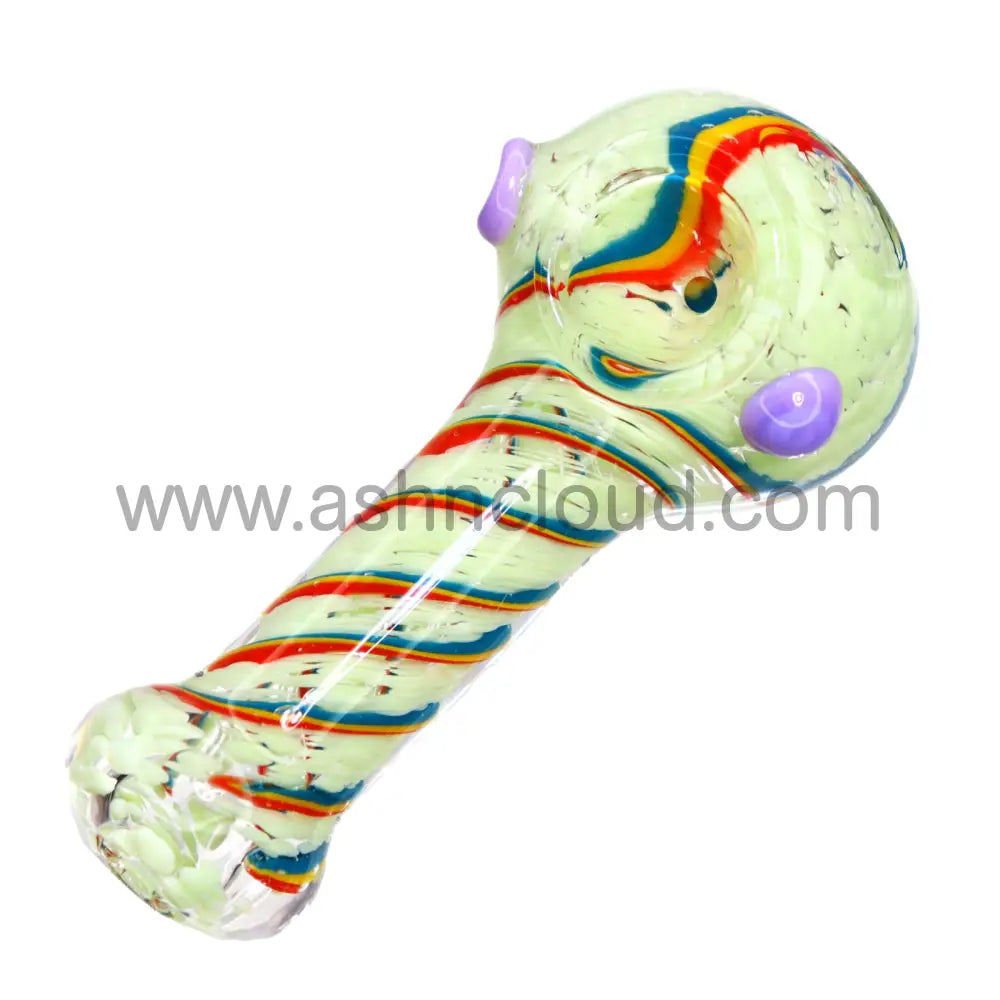 5 In - Slime Colors Rainbow Streaky Hand Pipe Spoon