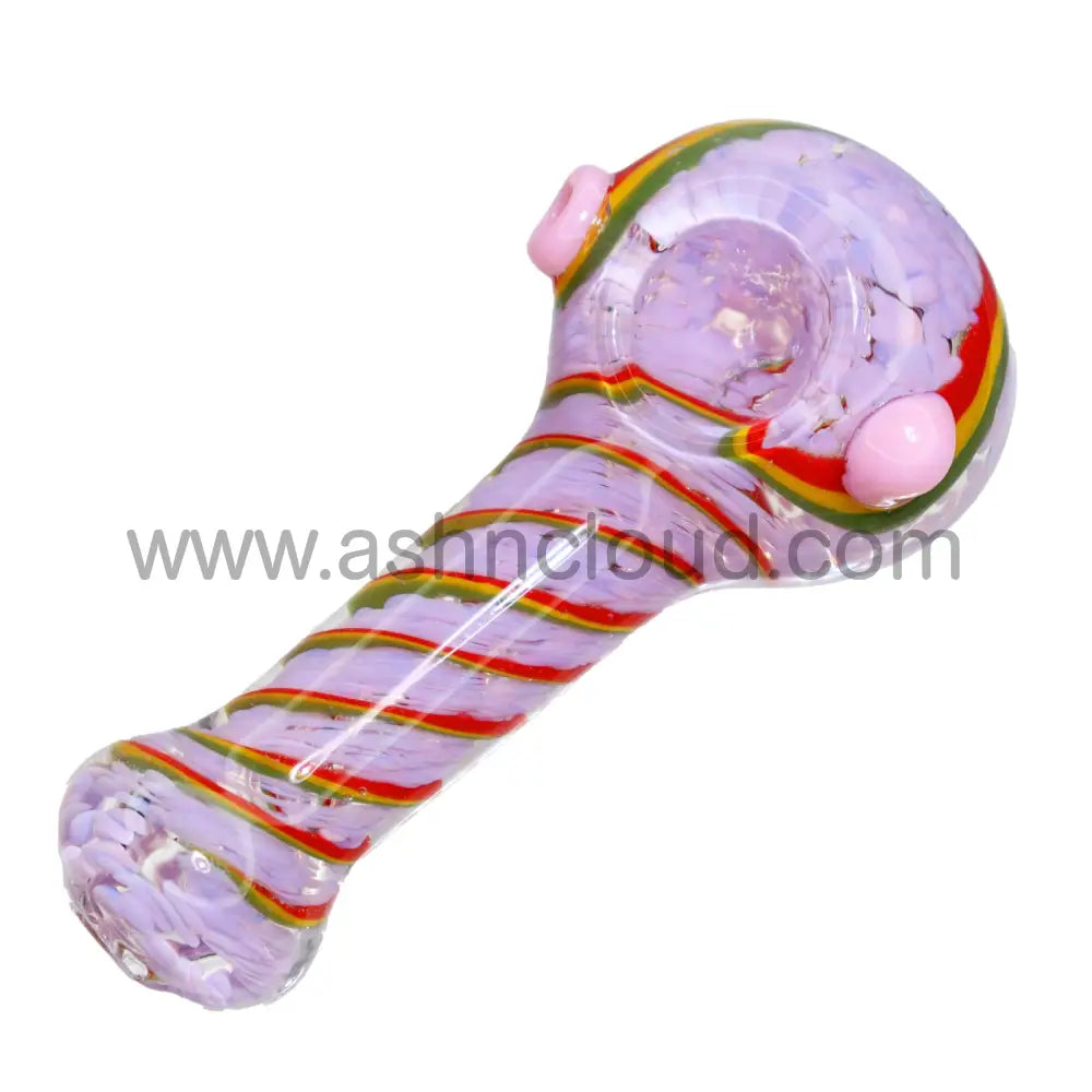 5 In - Slime Colors Rainbow Streaky Hand Pipe Spoon