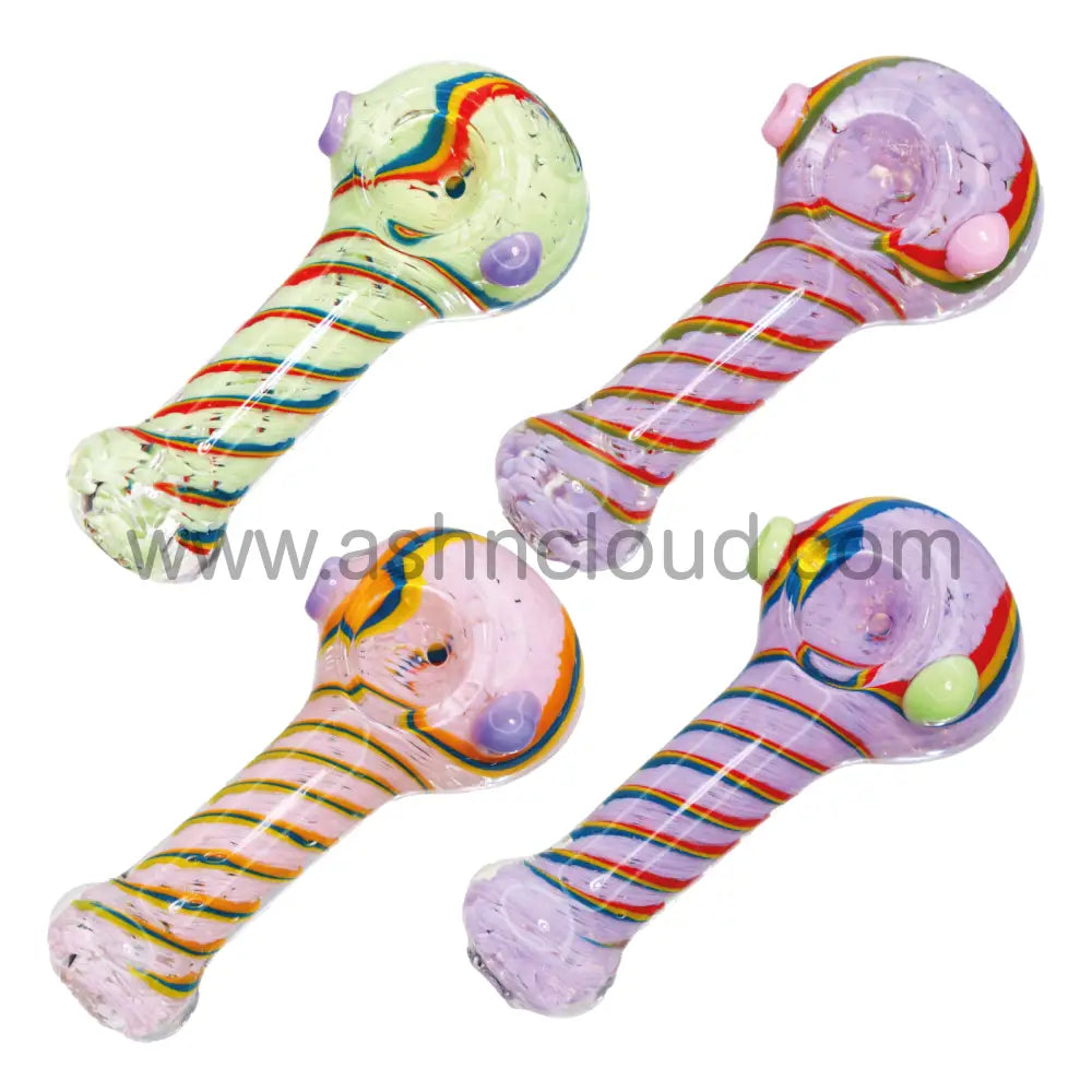 5 Inch Multicolor Linework Glass Spoon Pipe