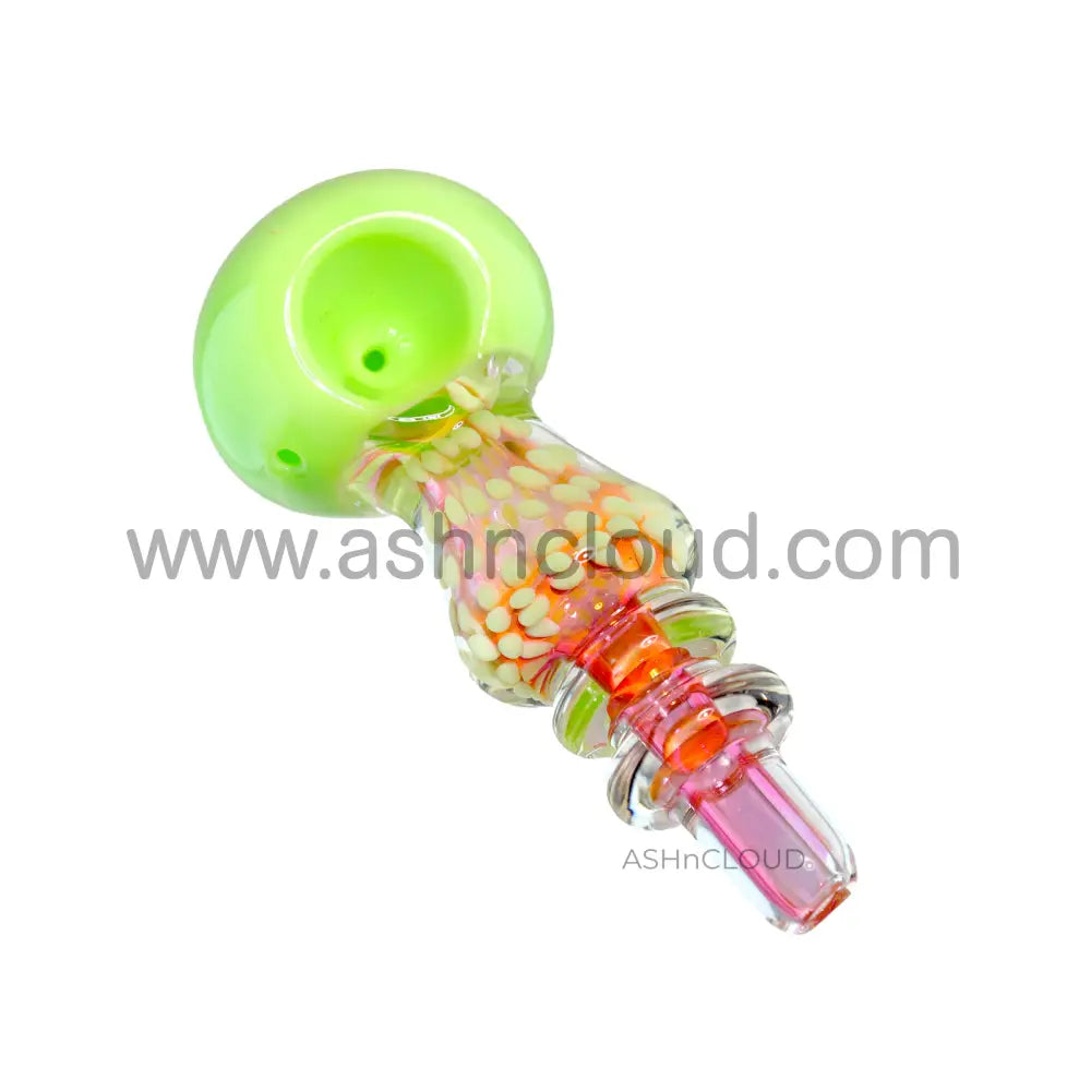 5 In - Slime Colors Showerhead Hand Pipe Glass Spoon