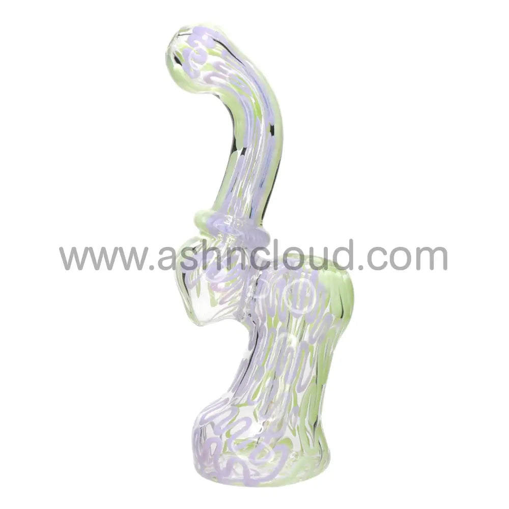 5 In - Slime Swirl Green/Purple Glass Mini Bubbler