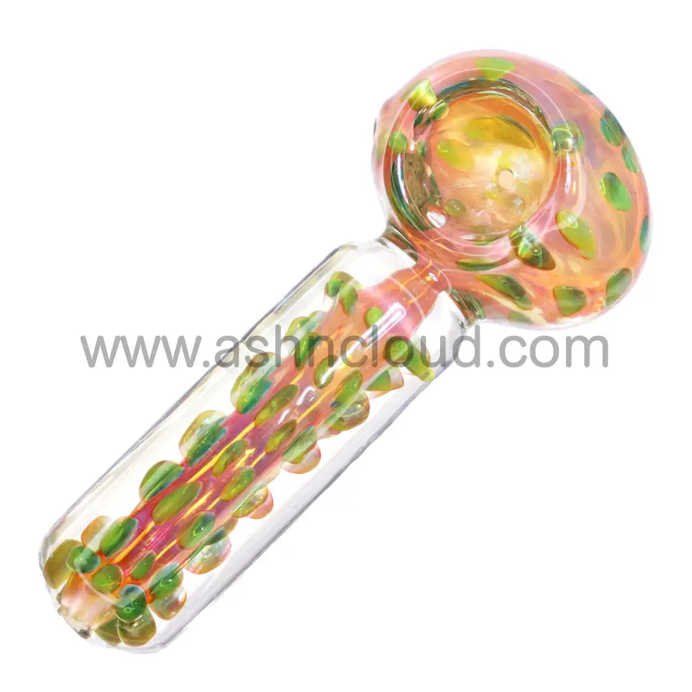 5 In - Snake Dots Clear Body Fancy Hand Pipe Spoon
