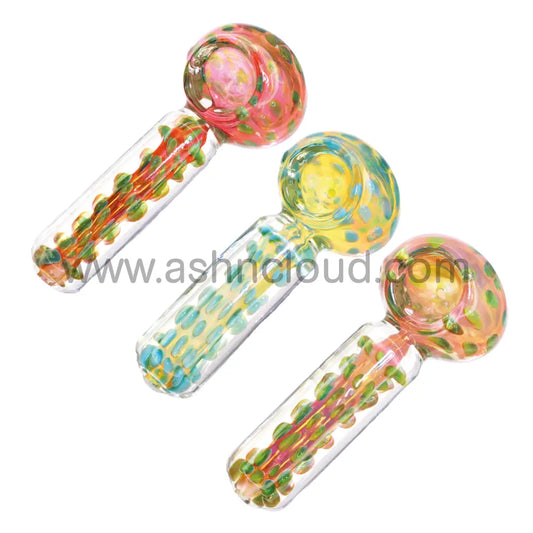 5 In - Snake Dots Clear Body Fancy Hand Pipe Spoon