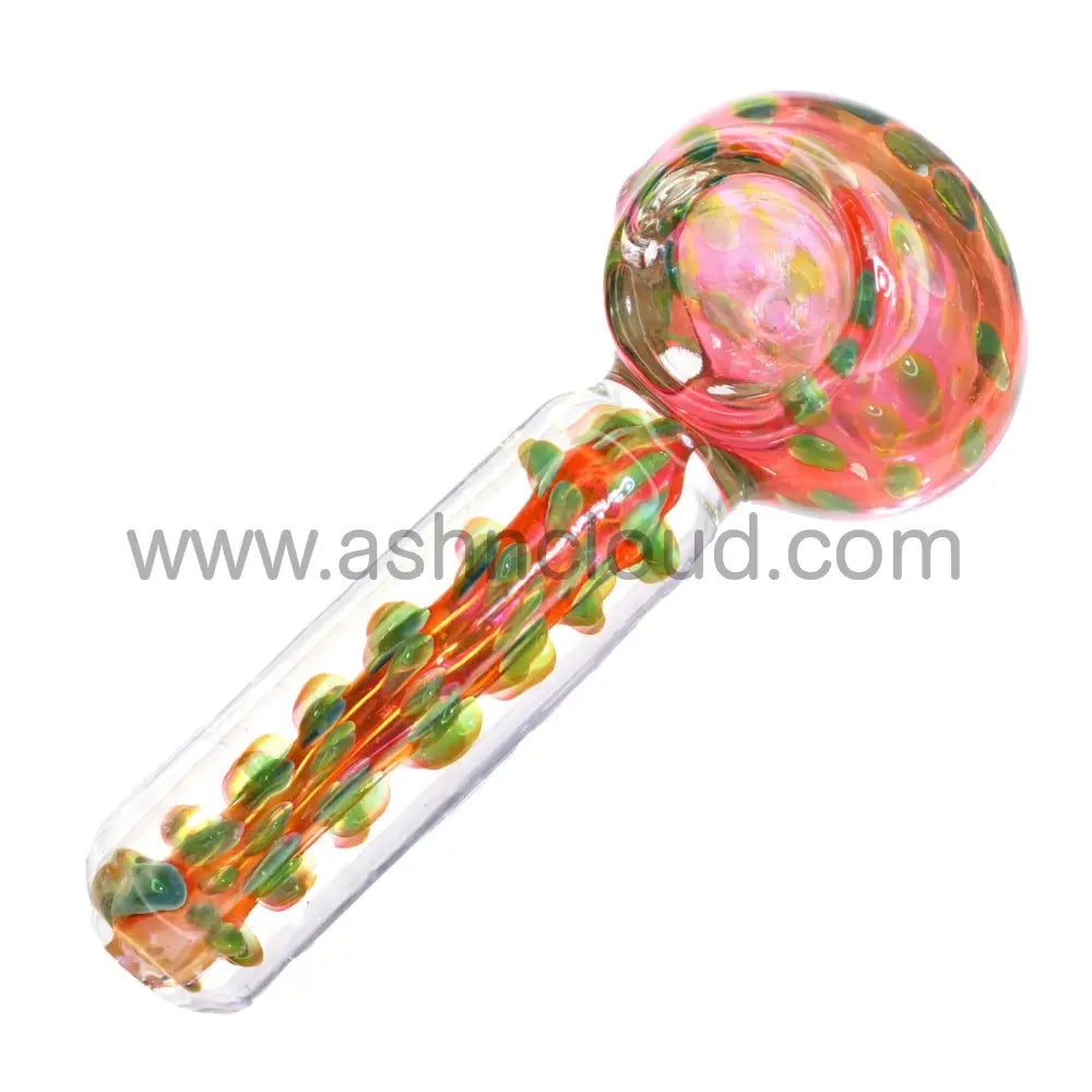 5 In - Snake Dots Clear Body Fancy Hand Pipe Spoon