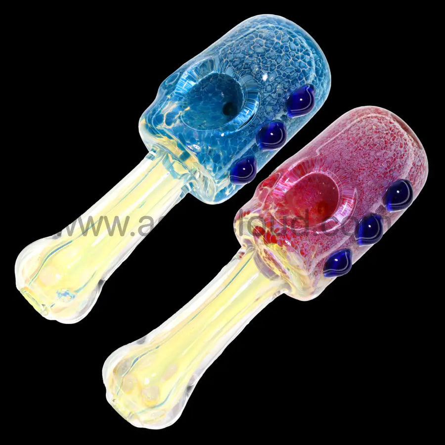 5 Inch Crackle Glass Spoon Pipe, Dual Color