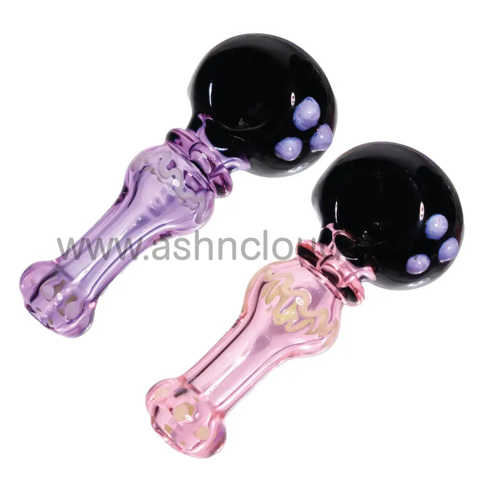 5 In - Stylish Purple/Pink Glass Hand Pipe Spoon