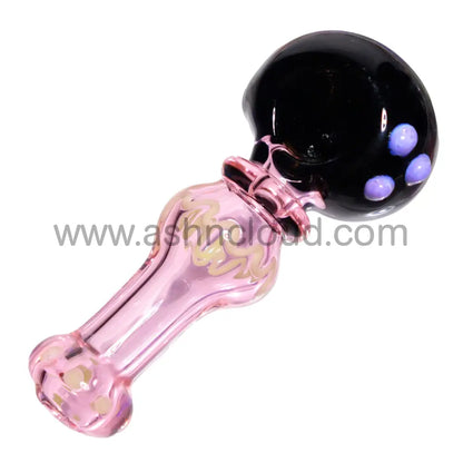 5 In - Stylish Purple/Pink Glass Hand Pipe Spoon