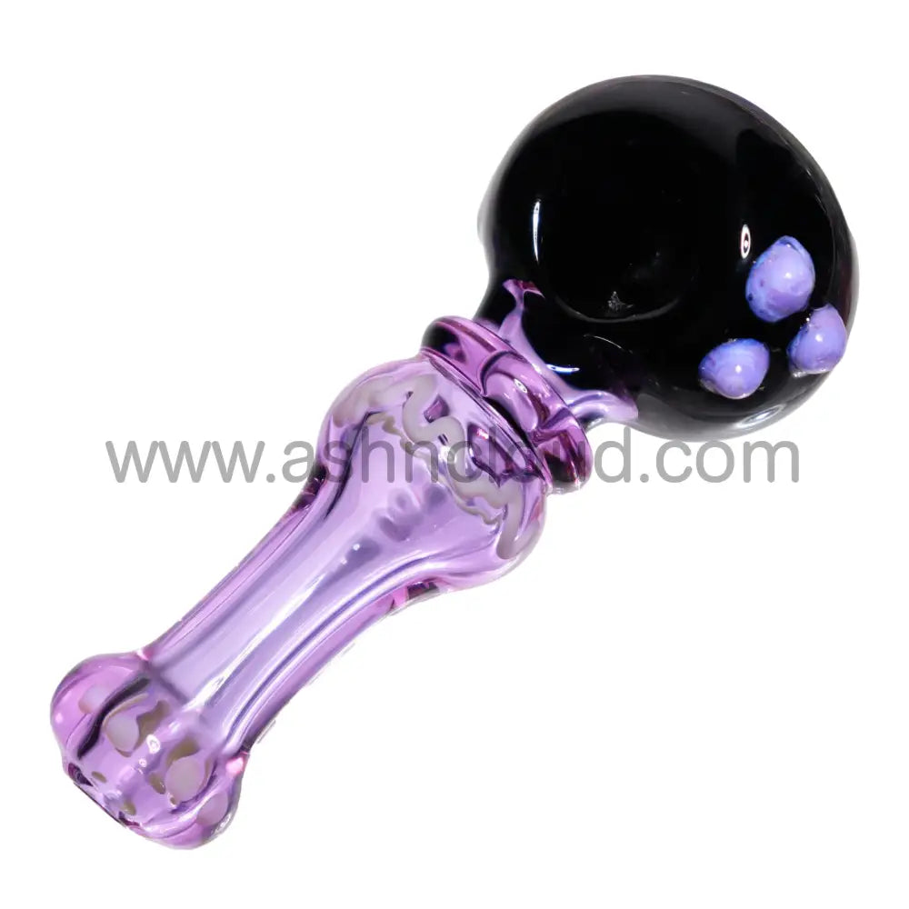 5 In - Stylish Purple/Pink Glass Hand Pipe Spoon