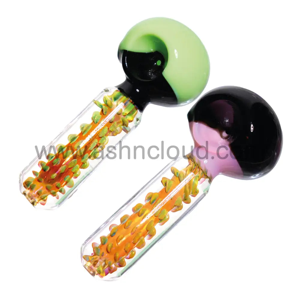5 Inch Bubble Texture Glass Spoon Pipe, Knob Grip