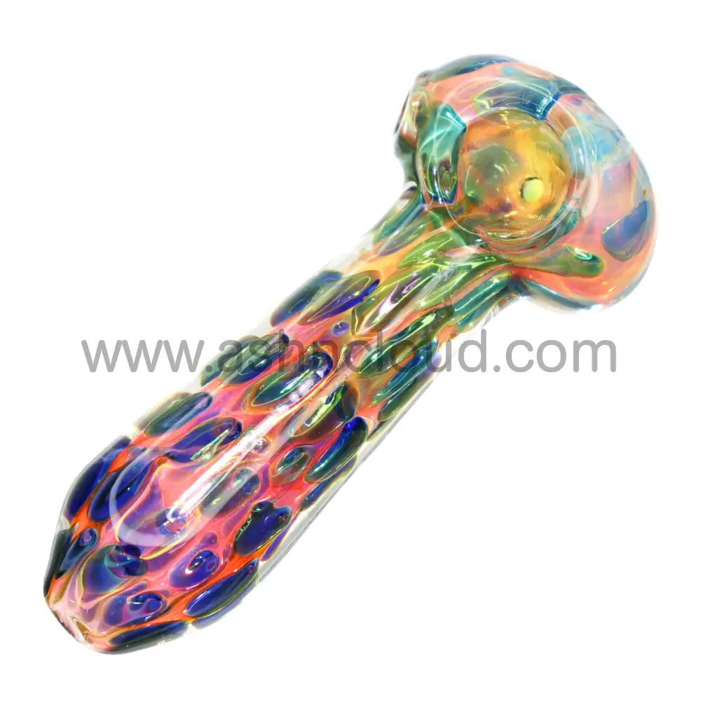 5 In - Super Fancy Polka Dots Blue Pink Body Hand Pipe Spoon