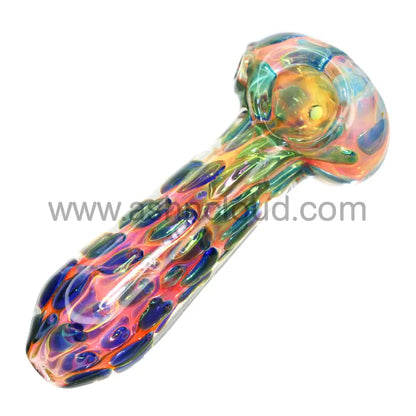 5 In - Super Fancy Polka Dots Blue Pink Body Hand Pipe Spoon