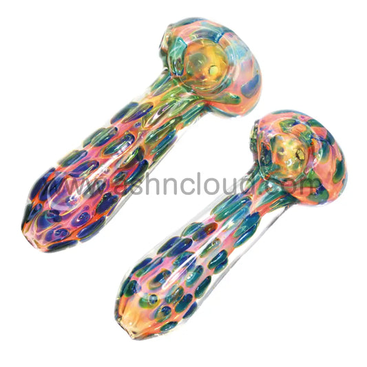 5 In - Super Fancy Polka Dots Blue Pink Body Hand Pipe Spoon