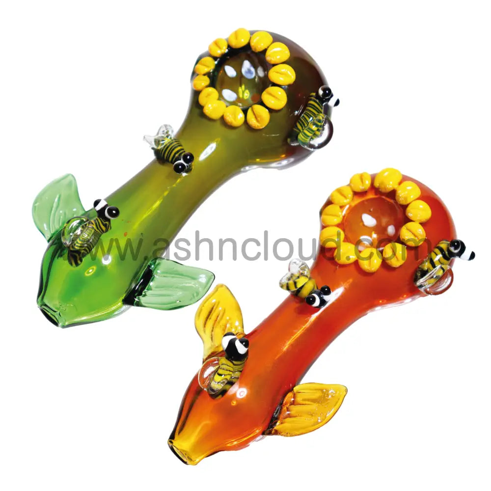 5 In - Sweet Bees & Flowers Hand Pipe Spoon